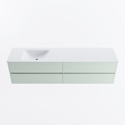 MONDIAZ VICA 190cm badmeubel onderkast Greey 4 lades. Wastafel CLOUD links 1 kraangat, kleur Talc.