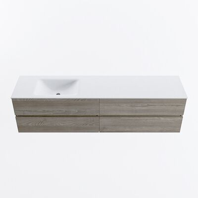 MONDIAZ VICA 190cm badmeubel onderkast Light Brown Grey 4 lades. Wastafel CLOUD links 1 kraangat, kleur Talc.