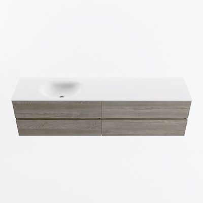 MONDIAZ VICA 190cm badmeubel onderkast Light Brown Grey 4 lades. Wastafel MOON links zonder kraangat, kleur Talc.