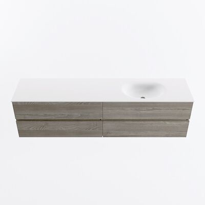 MONDIAZ VICA 190cm badmeubel onderkast Light Brown Grey 4 lades. Wastafel MOON rechts zonder kraangat, kleur Talc.