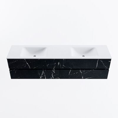 MONDIAZ VICA 190cm badmeubel onderkast Marquina 4 lades. Wastafel CLOUD dubbel 2 kraangaten, kleur Talc.