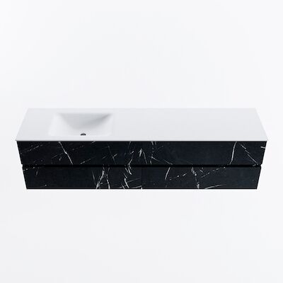 MONDIAZ VICA 190cm badmeubel onderkast Marquina 4 lades. Wastafel CLOUD links 1 kraangat, kleur Talc.