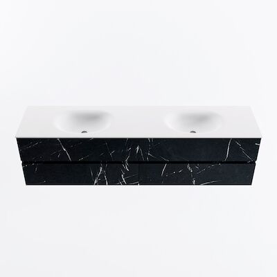 MONDIAZ VICA 190cm badmeubel onderkast Marquina 4 lades. Wastafel MOON dubbel 2 kraangaten, kleur Talc.