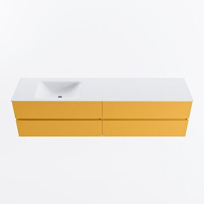 MONDIAZ VICA 190cm badmeubel onderkast Ocher 4 lades. Wastafel CLOUD links zonder kraangat, kleur Talc.