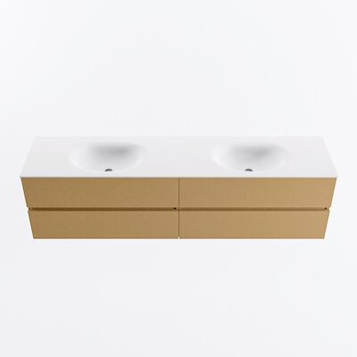 MONDIAZ VICA 190cm badmeubel onderkast Oro 4 lades. Wastafel MOON dubbel 2 kraangaten, kleur Talc.