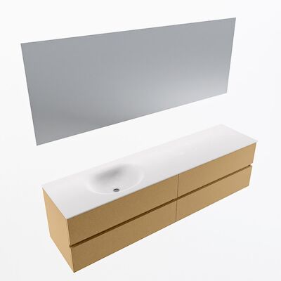 MONDIAZ VICA 190cm badmeubel onderkast Oro 4 lades. Wastafel Moon links zonder kraangat, kleur Talc met spiegel LED.