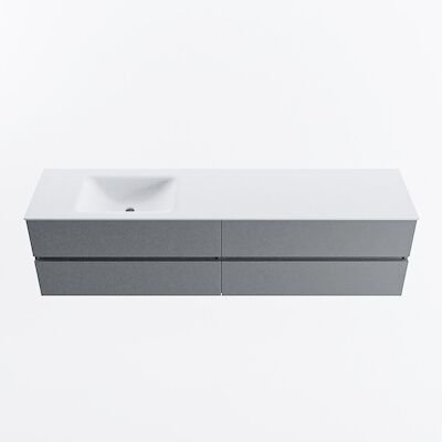 MONDIAZ VICA 190cm badmeubel onderkast Plata 4 lades. Wastafel CLOUD links 1 kraangat, kleur Talc.