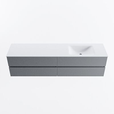 MONDIAZ VICA 190cm badmeubel onderkast Plata 4 lades. Wastafel CLOUD rechts 1 kraangat, kleur Talc.