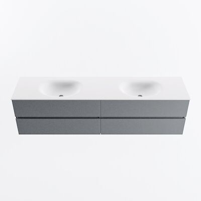 MONDIAZ VICA 190cm badmeubel onderkast Plata 4 lades. Wastafel MOON dubbel 2 kraangaten, kleur Talc.