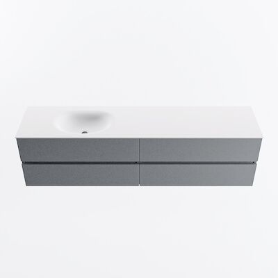 MONDIAZ VICA 190cm badmeubel onderkast Plata 4 lades. Wastafel MOON links zonder kraangat, kleur Talc.