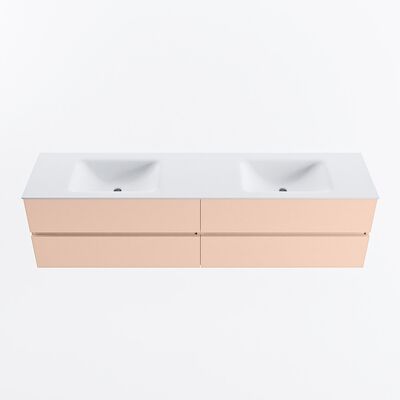 MONDIAZ VICA 190cm badmeubel onderkast Rosee 4 lades. Wastafel CLOUD dubbel 2 kraangaten, kleur Talc.