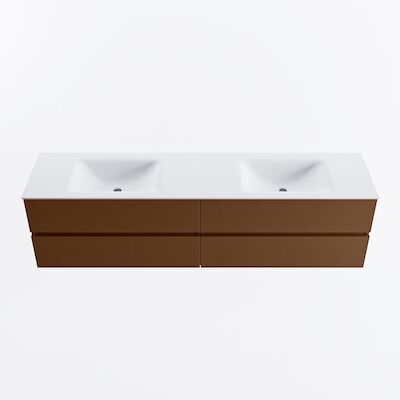 MONDIAZ VICA 190cm badmeubel onderkast Rust 4 lades. Wastafel CLOUD dubbel 2 kraangaten, kleur Talc.