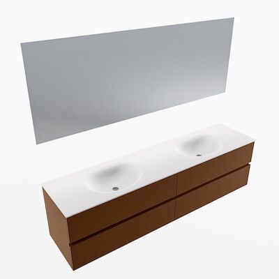 MONDIAZ VICA 190cm badmeubel onderkast Rust 4 lades. Wastafel Moon dubbel zonder kraangat, kleur Talc met spiegel LED.