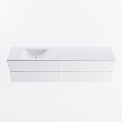 MONDIAZ VICA 190cm badmeubel onderkast Talc 4 lades. Wastafel CLOUD links 1 kraangat, kleur Talc.