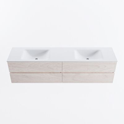 MONDIAZ VICA 190cm badmeubel onderkast Underlayment 4 lades. Wastafel CLOUD dubbel 2 kraangaten, kleur Talc.