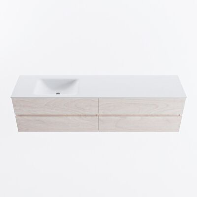 MONDIAZ VICA 190cm badmeubel onderkast Underlayment 4 lades. Wastafel CLOUD links zonder kraangat, kleur Talc.