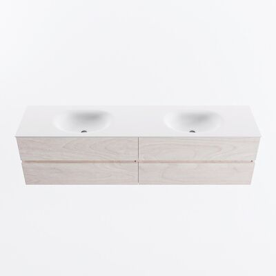 MONDIAZ VICA 190cm badmeubel onderkast Underlayment 4 lades. Wastafel MOON dubbel zonder kraangat, kleur Talc.