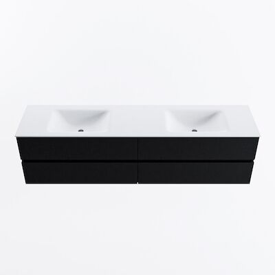 MONDIAZ VICA 190cm badmeubel onderkast Urban 4 lades. Wastafel CLOUD dubbel 2 kraangaten, kleur Talc.