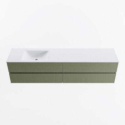 MONDIAZ VICA 200cm badmeubel onderkast Army 4 lades. Wastafel CLOUD links 1 kraangat, kleur Talc.