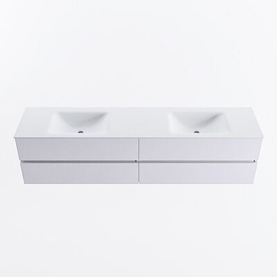 MONDIAZ VICA 200cm badmeubel onderkast Cale 4 lades. Wastafel CLOUD dubbel 2 kraangaten, kleur Talc.