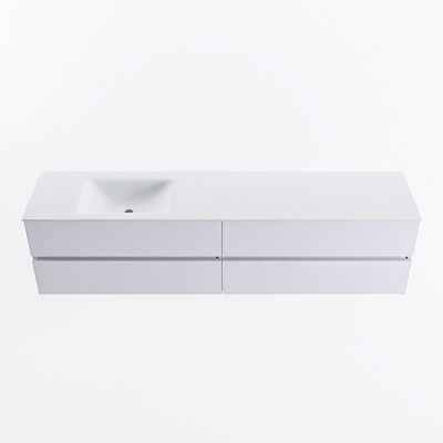 MONDIAZ VICA 200cm badmeubel onderkast Cale 4 lades. Wastafel CLOUD links zonder kraangat, kleur Talc.