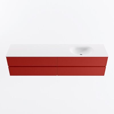 MONDIAZ VICA 200cm badmeubel onderkast Fire 4 lades. Wastafel MOON rechts zonder kraangat, kleur Talc.