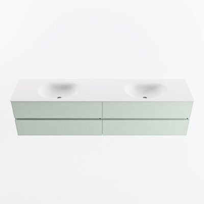 MONDIAZ VICA 200cm badmeubel onderkast Greey 4 lades. Wastafel MOON dubbel 2 kraangaten, kleur Talc.