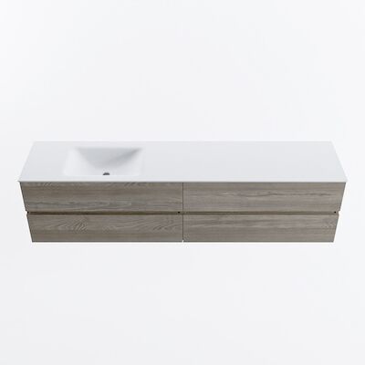MONDIAZ VICA 200cm badmeubel onderkast Light Brown Grey 4 lades. Wastafel CLOUD links zonder kraangat, kleur Talc.