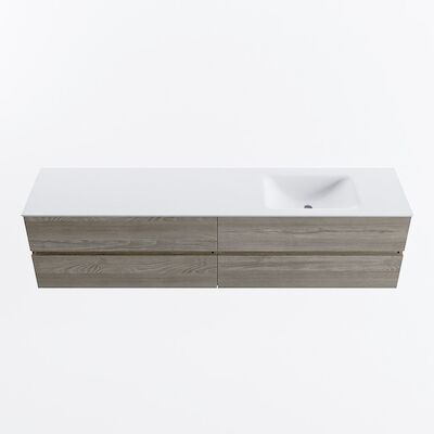 MONDIAZ VICA 200cm badmeubel onderkast Light Brown Grey 4 lades. Wastafel CLOUD rechts zonder kraangat, kleur Talc.