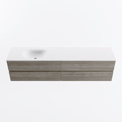 MONDIAZ VICA 200cm badmeubel onderkast Light Brown Grey 4 lades. Wastafel MOON links 1 kraangat, kleur Talc.