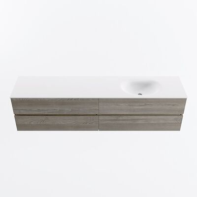 MONDIAZ VICA 200cm badmeubel onderkast Light Brown Grey 4 lades. Wastafel MOON rechts zonder kraangat, kleur Talc.