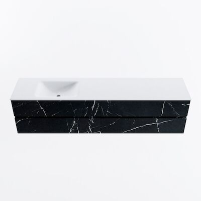 MONDIAZ VICA 200cm badmeubel onderkast Marquina 4 lades. Wastafel CLOUD links zonder kraangat, kleur Talc.