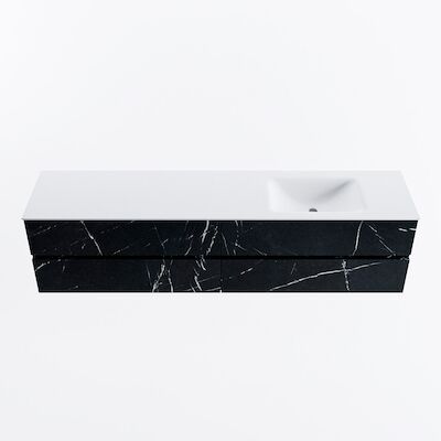 MONDIAZ VICA 200cm badmeubel onderkast Marquina 4 lades. Wastafel CLOUD rechts zonder kraangat, kleur Talc.