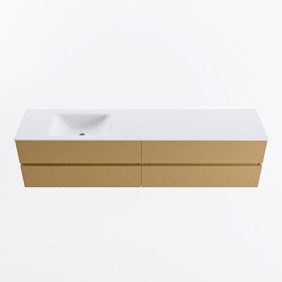 MONDIAZ VICA 200cm badmeubel onderkast Oro 4 lades. Wastafel CLOUD links zonder kraangat, kleur Talc.