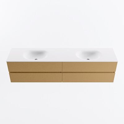 MONDIAZ VICA 200cm badmeubel onderkast Oro 4 lades. Wastafel MOON dubbel 2 kraangaten, kleur Talc.