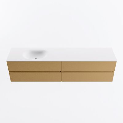 MONDIAZ VICA 200cm badmeubel onderkast Oro 4 lades. Wastafel MOON links 1 kraangat, kleur Talc.