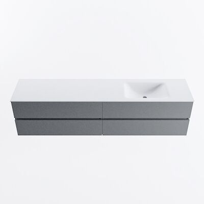 MONDIAZ VICA 200cm badmeubel onderkast Plata 4 lades. Wastafel CLOUD rechts zonder kraangat, kleur Talc.