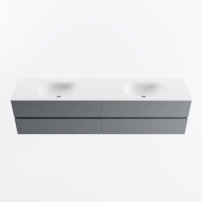 MONDIAZ VICA 200cm badmeubel onderkast Plata 4 lades. Wastafel MOON dubbel 2 kraangaten, kleur Talc.