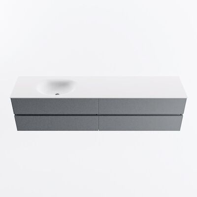 MONDIAZ VICA 200cm badmeubel onderkast Plata 4 lades. Wastafel MOON links zonder kraangat, kleur Talc.