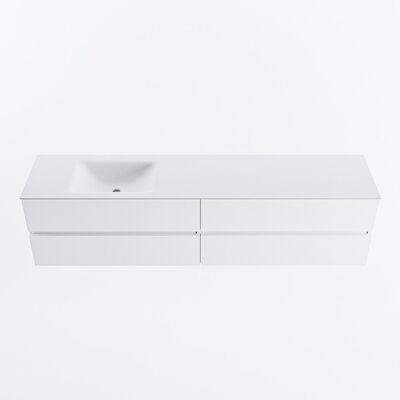 MONDIAZ VICA 200cm badmeubel onderkast Talc 4 lades. Wastafel CLOUD links 1 kraangat, kleur Talc.