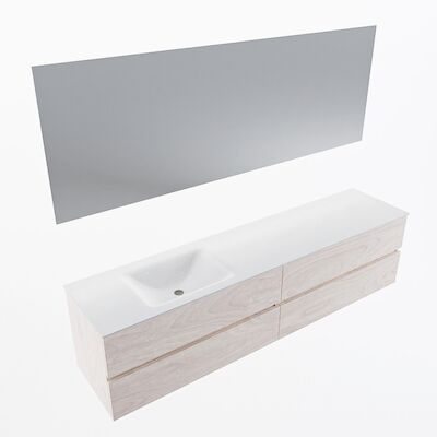 MONDIAZ VICA 200cm badmeubel onderkast Underlayment 4 lades. Wastafel CLOUD links 1 kraangat, kleur Talc met spiegel LED.