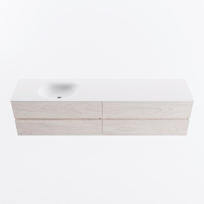 MONDIAZ VICA 200cm badmeubel onderkast Underlayment 4 lades. Wastafel MOON links zonder kraangat, kleur Talc.