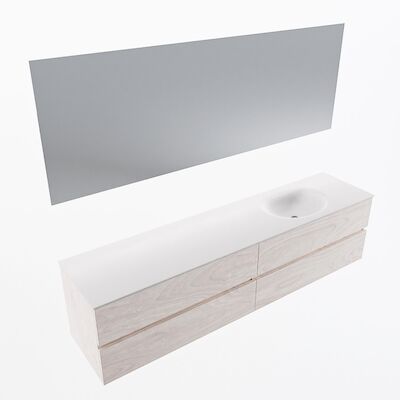 MONDIAZ VICA 200cm badmeubel onderkast Underlayment 4 lades. Wastafel Moon rechts 1 kraangat, kleur Talc met spiegel LED.