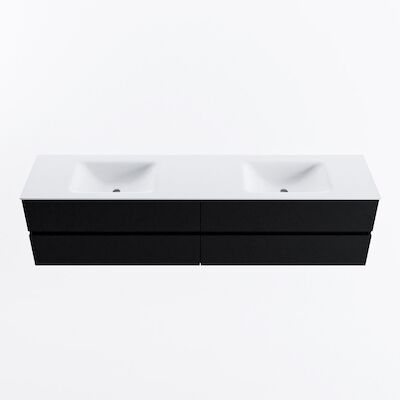 MONDIAZ VICA 200cm badmeubel onderkast Urban 4 lades. Wastafel CLOUD dubbel 2 kraangaten, kleur Talc.