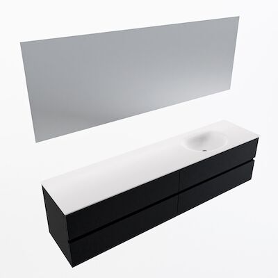 MONDIAZ VICA 200cm badmeubel onderkast Urban 4 lades. Wastafel Moon rechts zonder kraangat, kleur Talc met spiegel LED.