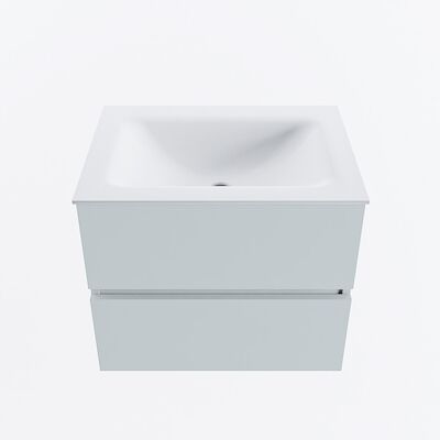 MONDIAZ VICA 60cm badmeubel onderkast Clay 2 lades. Wastafel CLOUD midden 1 kraangat, kleur Talc.