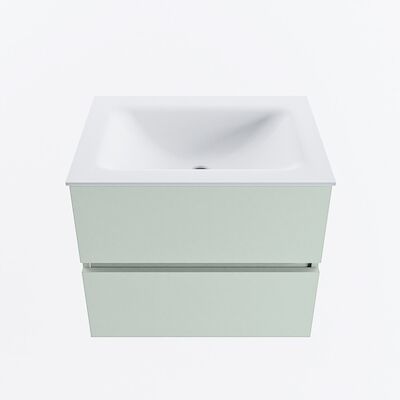 MONDIAZ VICA 60cm badmeubel onderkast Greey 2 lades. Wastafel CLOUD midden 1 kraangat, kleur Talc.