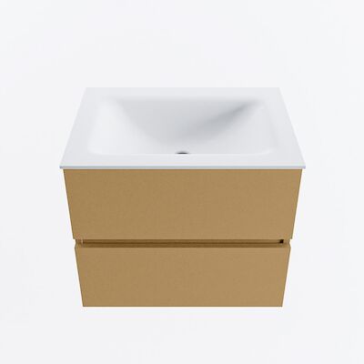 MONDIAZ VICA 60cm badmeubel onderkast Oro 2 lades. Wastafel CLOUD midden zonder kraangat, kleur Talc.