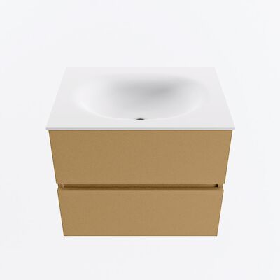 MONDIAZ VICA 60cm badmeubel onderkast Oro 2 lades. Wastafel MOON midden zonder kraangat, kleur Talc.