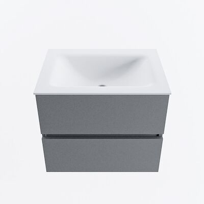 MONDIAZ VICA 60cm badmeubel onderkast Plata 2 lades. Wastafel CLOUD midden zonder kraangat, kleur Talc.